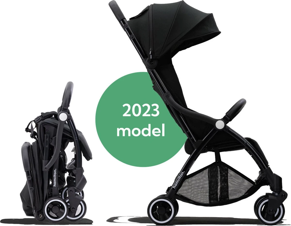 Hamilton by Yoop X1 Plus Buggy – Nieuw, Hoger, Uitgebreider 2023 Model – Premium Stroller met One Hand Folding Technologie – Zwart – Lichte, Verstelbare en Wendbare Kinderwagen met vele Gemakken