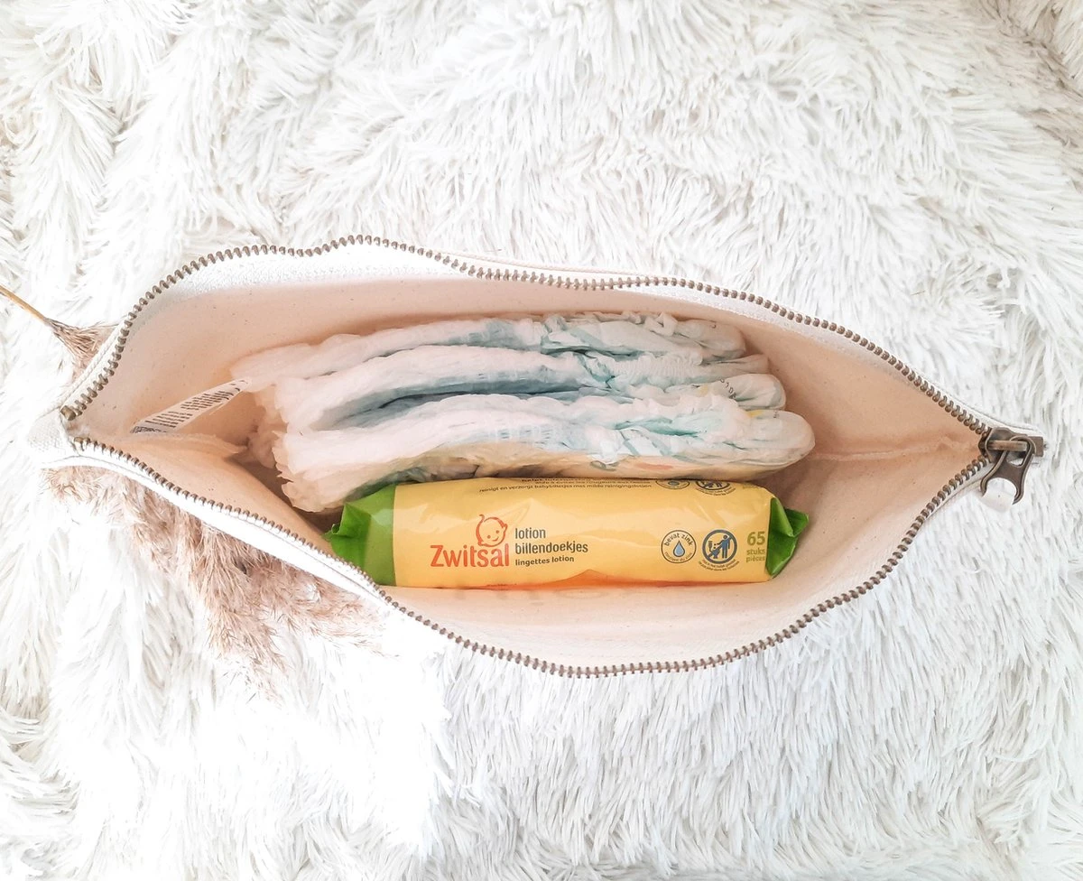 Organizer | Luiers | Etui | Luiertas | Verschoningsdoekjes | Baby | Opbergtas | Katoen | Naturel | Kraamcadeau
