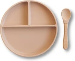 Kids Cultures | Baby Bord Met Zuignap Incl. Lepel | Kinderbord | Baby Bord | Kinderservies | Beige