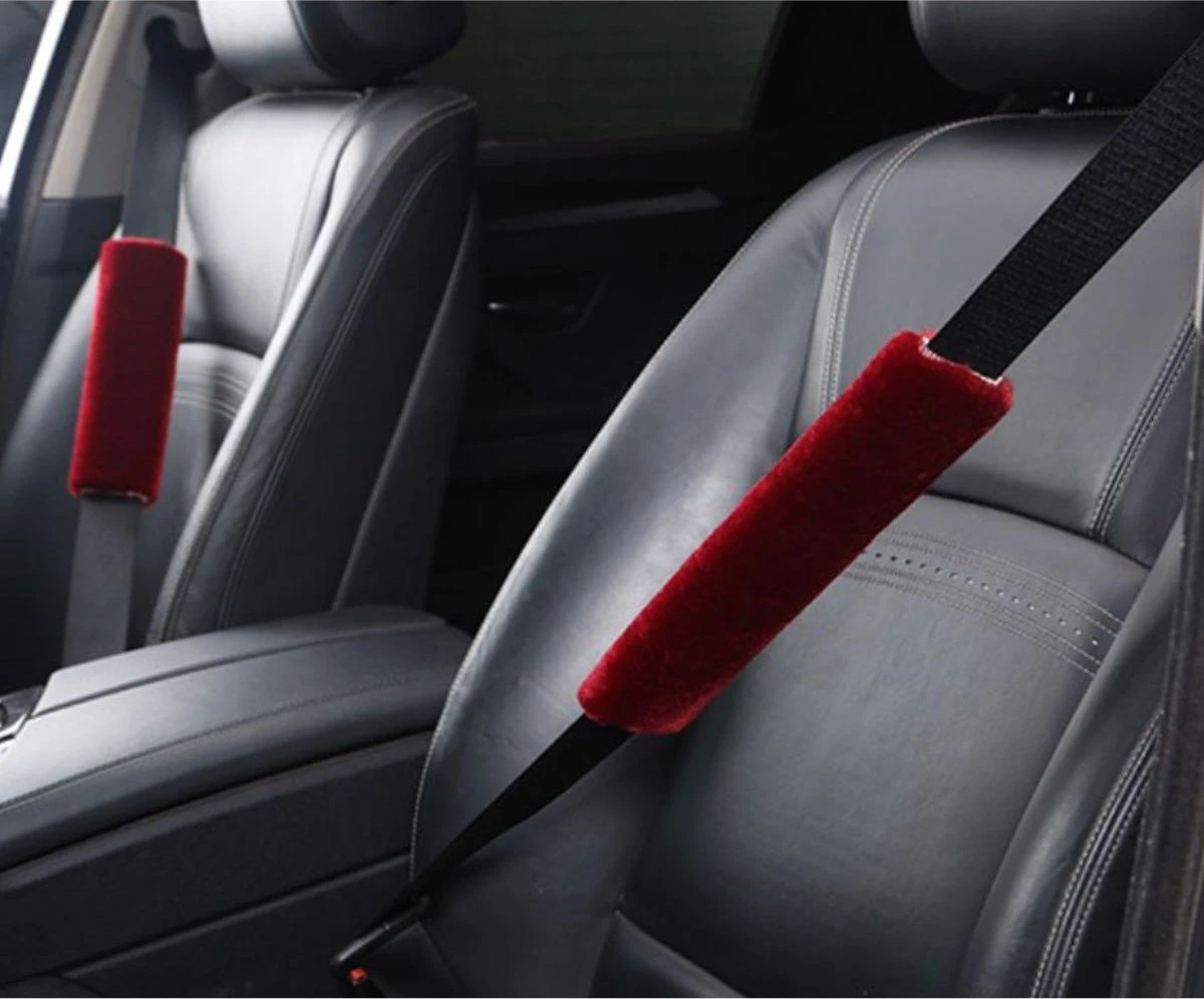 Hazlö luxe Gordelhoezen - extra zacht - schouderhoezen - Gordelkussen - Auto gordel Beschermer - Gordel beschermer - gordelhoes - 2 stuks - Rood