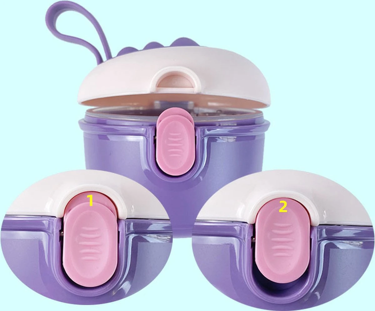 Babyvoeding Dispenser - Baby Melkpoeder Doseer Box - Reisbox - Opbergdoos voor voeding - Dispenser met schep 440ML - Paars