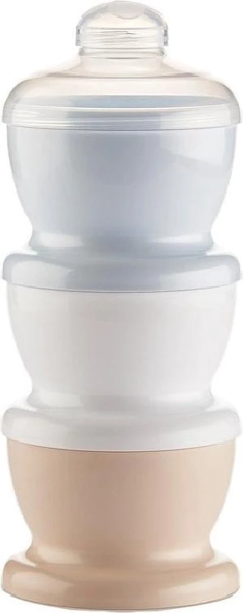 Melkpoeder doseerdoosjes - zacht blauw / wit / zacht kastanje