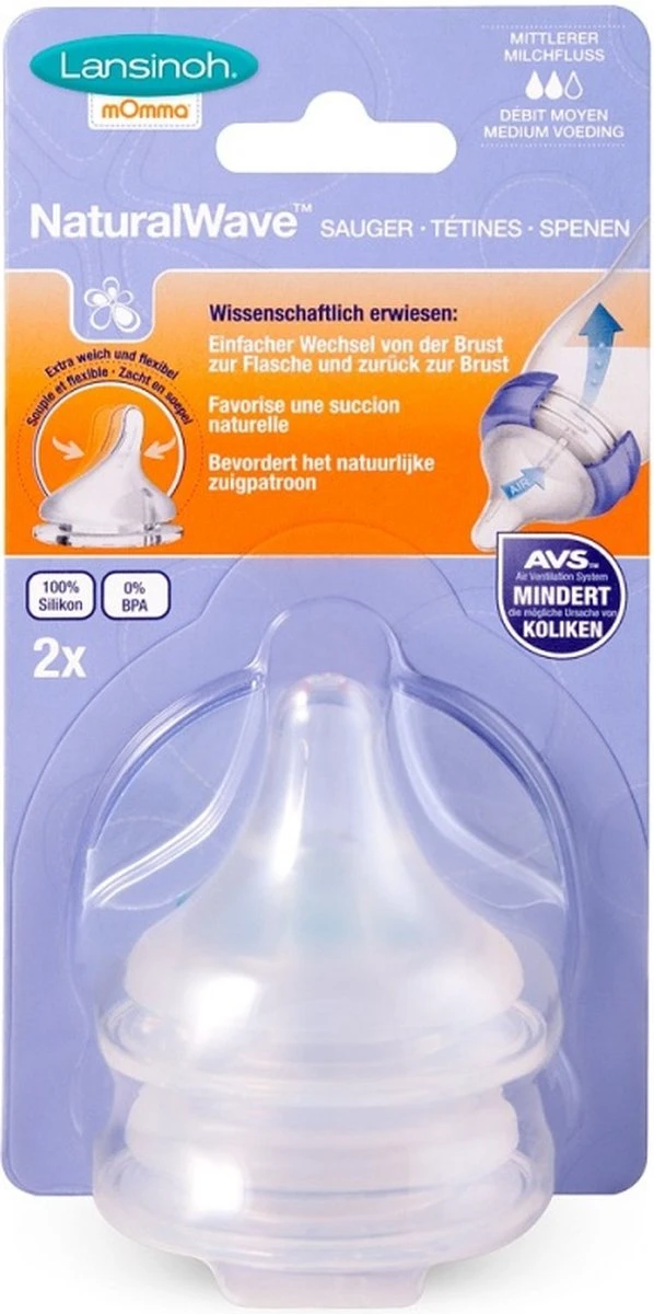 Lansinoh Natural Wave 2 Stuks Medium Speen 75950