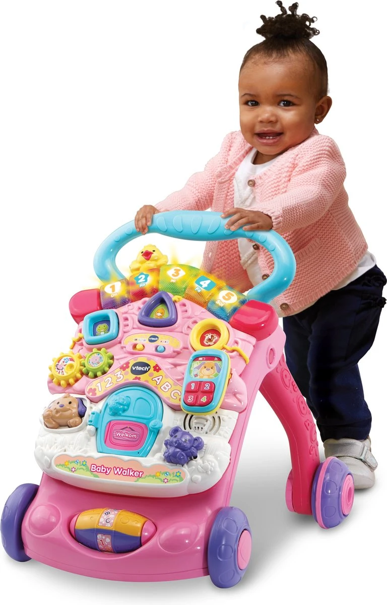 VTech 2 in 1 Baby Walker - Educatief Babyspeelgoed - Roze - 9 tot 36 Maanden