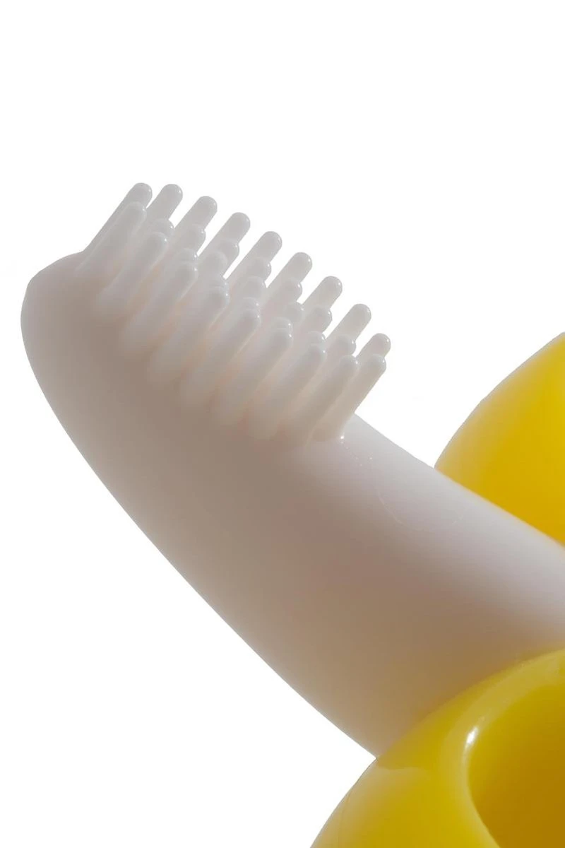 Baby banaan tandenborstel/bijtspeeltje – Geel - baby tandenborstel - bij doorkomende tandjes - tandvlees massage - babytandenborstel - peuter tandenborstel