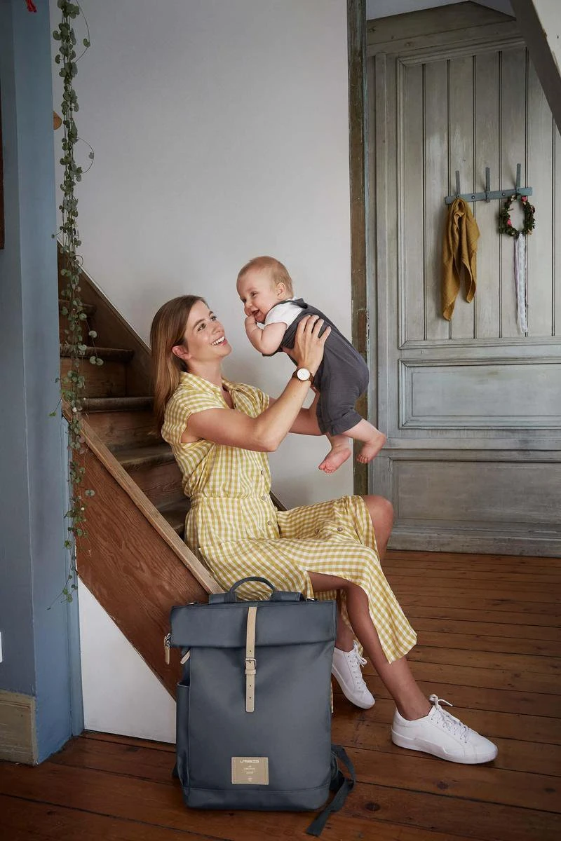 LÄSSIG Luiertas Rolltop Backpack rugzak incl verschoningsmatje antraciet