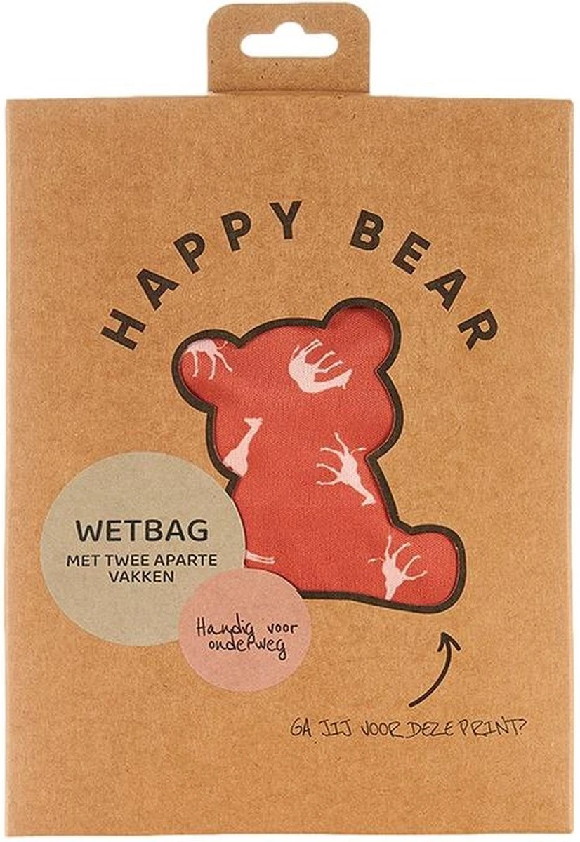 HappyBear | Wetbag - Savanna | Luiertas | Twee waterdichte vakken | Met ophanglus