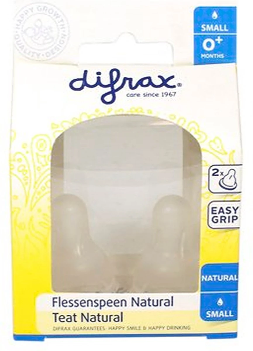Difrax Flessenspeen Natural - Maat Small - 2 stuks