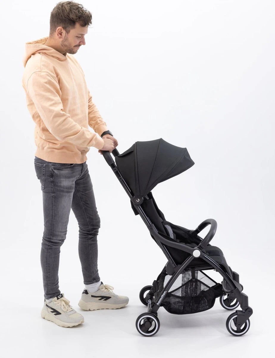 Hamilton by Yoop X1 Plus Buggy – Nieuw, Hoger, Uitgebreider 2023 Model – Premium Stroller met One Hand Folding Technologie – Zwart – Lichte, Verstelbare en Wendbare Kinderwagen met vele Gemakken