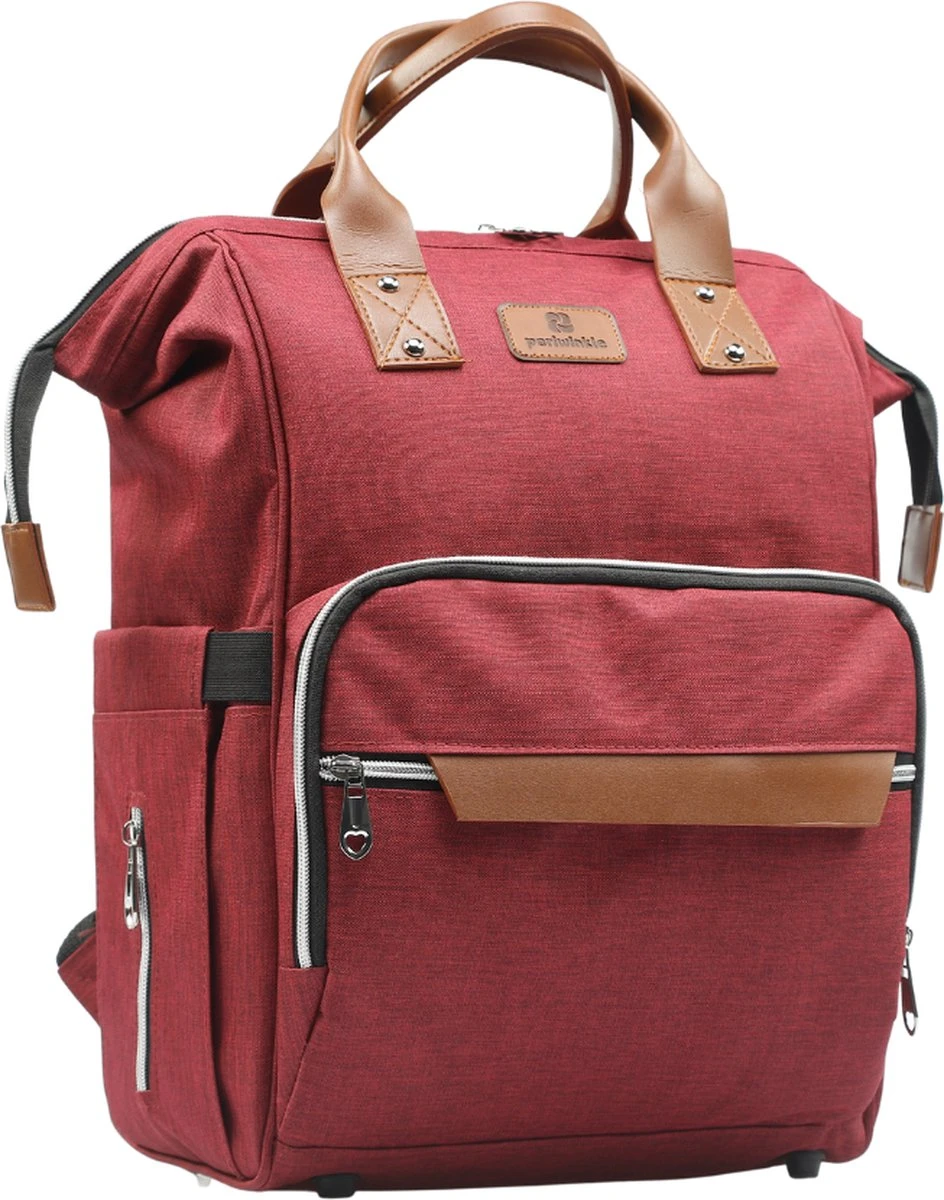 Periwinkle - Luiertassen - Waterproof Baby verzorgingstas - baby rugzak - luiertas - verzorgingstas - Linnen - bordeaux